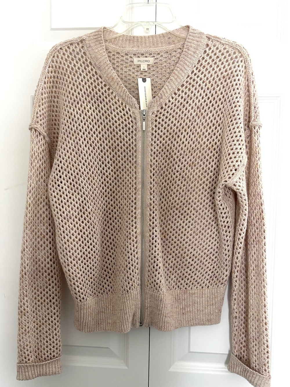 NEW! Anthropologie Pilcro Stitchy Bomber Cardigan Sweater — Size L - Picture 5 of 5